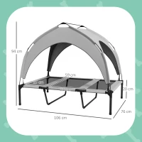 PawHut Cama para Perros Elevada con Toldo Marco de Acero y Bolsa de Transporte para Interior Exterior 106x76x94 cm Gris Claro(m-3)