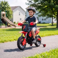 AIYAPLAY Moto Électrique Enfants 12 V, Vitesse Max 3 Km/h, Batterie au Lithium, Double Moteur, Suspension Arrière, Rouge(m-10)