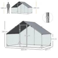 PawHut Hühnerstall, Freilaufgehege, Geflügelstall mit Schattendach, Freigehege für 4-6 Hühner, Enten Kaninchen, 3 x 2 x 2 m(m-3)