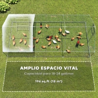PawHut Gallinero Metálico de Exterior de 3x6m con Percha Multiusos Comedero Colgante Tipo Brocheta y Lona Protectora Resistente(m-9)