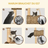 PawHut Krabpaal 101 cm in giraffedesign, met tunnel, speelbal en jutestammen, voor katten tot 5 kg(m-6)