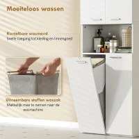 HOMCOM 174 cm hoge badkamerkast met uitklapbare wasmand en soft-close deuren, wit(m-5)