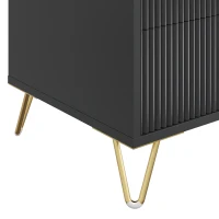 HOMCOM Modern 3-Drawer Dresser, Fluted Bedroom Dresser Chest of Drawers with Metal Legs and Steel Handles for Bedroom, Black(m-12)