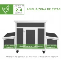 PawHut Gallinero para Exterior 147x93,5x89,5cm con Ventana Nido Bandeja Extraíble Perchas Jaula para 2-4 Gallinas Gris Oscuro(m-4)