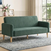 HOMCOM 2 Seater Sofa, Velvet Small Couch with 20cm Thick Padding, Wide and Deep Seat, Dark Green(m-2)