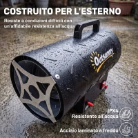 Outsunny Riscaldatore Industriale a Propano Portatile 15kW con Accensione Piezoelettrica, Nero(m-7)