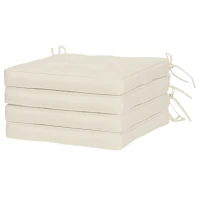 Outsunny Conjunto de Cojines para Sillas de Comedor y Jardín Impermeable con 2 Amarres de Fijación 42x42x5 cm Crema(m-12)
