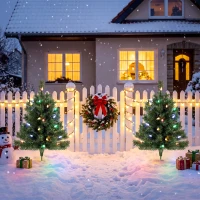 HOMCOM Verlichte kunstkerstboom 60 cm, set van 2, met 60 meerkleurige ledlampjes, 130 takpunten, groen(m-9)