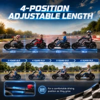 AIYAPLAY 12V Electric Go Kart for Kids with Dual Motors, Adjustable Seat, Soft Start, LED Lights, EVA Wheels, for Age 3-6, Black(m-5)