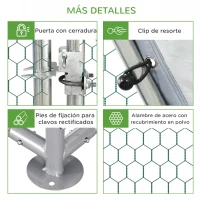 PawHut Gallinero de Exterior 2,8x3,8x1,95 m Gallinero Grande Cubierta de Tela Oxford y Corral de Metal Galvanizado Plata(m-7)