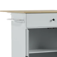 HOMCOM Kitchen Island with Drop Leaf, Rolling Kitchen Storage Trolley on Wheels with Drawer, Spice Rack and Towel Rack, Grey(m-12)