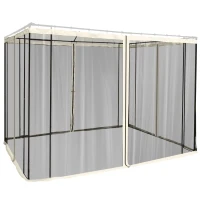 Outsunny 4 Paneles Laterales 3x2 cm para Carpa de Jardín Tela Mosquitera para Cenador Gazebo con Cremalleras y Anillas Negro(m-1)