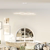 HOMCOM Lámpara Colgante Moderna con LED IP20 38W 3700lm y Cuerdas Ajustables Lámpara de Suspensión de Aluminio para Salón Comedor Dormitorio 90x9x9 cm Blanco(m-3)