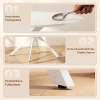 HOMCOM Ronde eettafel voor 4 personen, keukentafel in industriële stijl met stalen poten, voor eetkamer en keuken, wit(m-6)