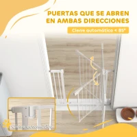 PawHut Barrera de Seguridad para Niños y Perros Ancho 76-88 cm Bloqueo Doble y Cierre Automático Apertura Dos Sentidos Blanco(m-5)