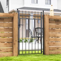 Outsunny Puerta de Jardín Metálica con Cerradura y Llaves de Acero Galvanizado Resistente a la Intemperie 147,5x89 cm Negro(m-10)