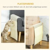 PawHut set van 2 kattenkrabmatten krasbescherming bank sisal krabtapijt voor kat fauteuil bank kattenkrabmat beige + grijs 130 x 45 x 0,3 cm(m-5)