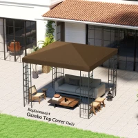 Outsunny Copertura per Gazebo da Giardino 3x3 m in Tessuto Oxford 600D con Fori di Drenaggio, Marrone(m-10)
