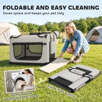 PawHut Pet Carrier Bag, Soft-Sided Dog Carrier with Security Buckle Strap, Washable Cushion and Folded Bowl, Light Grey(m-6)
