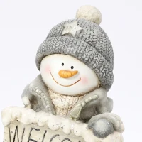 HOMCOM Kerstdecoratie sneeuwpopfiguur, verlicht MGO-beeld met Welkom-bord, leds en dagtimer(m-10)