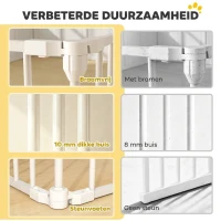 PawHut Dierenhek, 6-panel barrière met deur, opvouwbaar, voor kleine & middelgrote honden, kunststof, koolstofstaal, wit(m-5)