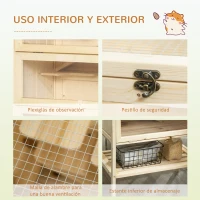 PawHut PawHut Jaula de Madera para Hámster Ratones Animales Pequeños y Roedores Tipo Casa Conejera con Techo Abatible 5 Pisos 10 Plataformas y 3 Escaleras 60x40x120 cm(m-6)
