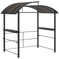 Outsunny Grillpavillon  Grilldach Grilldach, wetterbeständig, 240 cm x 150 cm x 230 cm, Gelbbraun + Dunkelbraun(m-12)