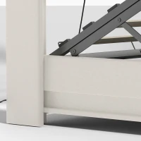 HOMCOM 5ft King Bed Frame with Headboard, Platform Bed Frame with Hydraulic Storage, LED Lights and Charging Station, White(m-12)