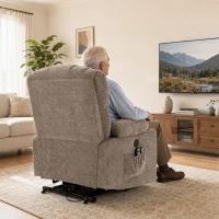 HOMCOM Fernsehsessel mit Aufstehhilfe, Elektrischer Relaxsessel mit Massage & Wärme, Liegefunktion, USB-Anschlüssen, Braun(m-8)