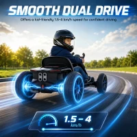AIYAPLAY 12V Electric Go Kart for Kids with Dual Motors, Adjustable Seat, Soft Start, LED Lights, EVA Wheels, for Age 3-6, Black(m-6)