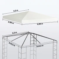 Outsunny 3 x 3 m Vervangzeil voor Paviljoen, Zeil voor Tuinpaviljoen, met Waterafvoergaten, UPF30+, Lichtgrijs(m-3)