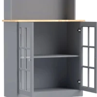 HOMCOM Kitchen Pantry, Buffet Hutch with 3 Storage Cabinets, 2 Open Shelves and Large Countertop for Kitchen, Grey(m-13)