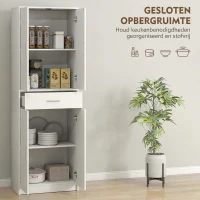 HOMCOM Keukenkast, 3-traps verstelbare planken, Spaanplaat, MDF, veel opbergruimte, Wit(m-4)
