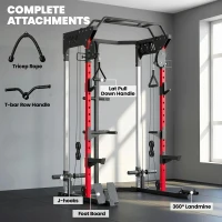 SPORTNOW Power Cage, Power Rack with Adjustable Cable Pulley System, Pull-Up Bar, Dip Station, Landmine(m-6)