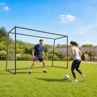 SPORTNOW Football Goal, 10 x 6.5ft Football Net with Ground Stakes and Metal Frame, Training Equipment for Indoor Outdoor Play(m-13)