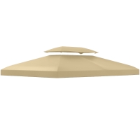 Outsunny Ersatzdach für Pavillon 3 x 4 m wasserabweisend Pavillondach mit Doppeldach Beige