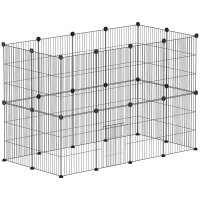 PawHut Kleindierenkooi, Buitenverblijf, Modulaire Constructie, 0,72 m² Oppervlak, Staal, Zwart