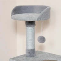 krabpaal kattenboom met kattengrot trap E1 spaanplaat jute grijs(m-7)