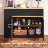 HOMCOM Sideboard, Buffet, großes Schrankfach, 3-stufiges Regal, Schublade, schwarz, 110 x 29,5 x 82cm(m-5)
