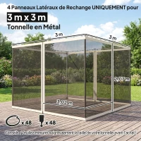 Outsunny Moustiquaires pour barnum de jardin 3 x 3 m - lot de 4 moustiquaires zippées + crochets d'attaches - polyester nylon(m-3)