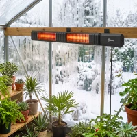 Outsunny 3000 W Electric Infrared Patio Heater, Wall Mounted IP65 Garden Heater with 9 Heat Settings, 24 H Timer, Black(m-9)