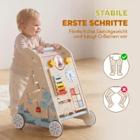 AIYAPLAY 3-in-1 baby loopwagen met afneembaar dubbelzijdig activiteitspaneel, tas en wielen voor 1-3 jaar(m-6)