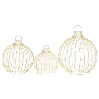 Outsunny Ensemble de 3 boules de Noël éclairées pour extérieur, 360 LED blanc chaud/blanc froid, éclairage fixe & clignotant, minuterie 24 heures(m-7)