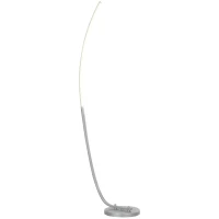 HOMCOM LED-Flurlampe mit anpassbarer Helligkeit, Moderne Stehlampe mit Fußschalter für Schlafzimmer, Wohnzimmer, Silber(m-12)