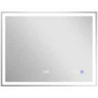 HOMCOM Espejo de baño LED Bluetooth 90 x 70 cm interruptor táctil luz regulable 3 colores antivaho memoria plateado(m-1)