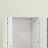 HOMCOM Armoire Chambre Penderie avec 4 Portes, 3 Tiroirs, Barre de Suspension et Étagère Réglable, 120 x 50 x 176,5 cm, Blanc(m-10)