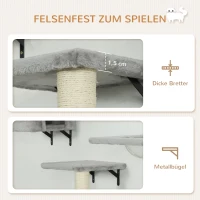 PawHut Kletterwand Katzen 7-teilig Katzen Kletterwand Set mit Katzenhaus, Plattform, Plattform Grau(m-6)