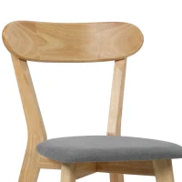 HOMCOM Lot de 4 Chaises de Salle à Manger, Chaises Cuisine, Assise Rembourrées en Lin, Dossier Incurvé, Gris et Bois Naturel(m-11)