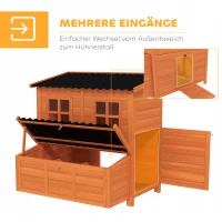 PawHut Hühnerstall mit Nestkasten für 3-4 Hühner, Wasserfestes Dach, Tannenholz, Kunststoff, 100 x 86 x 100 cm, Orange(m-6)