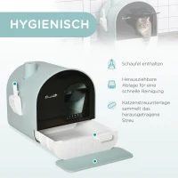 PawHut kattenbak met kap voor katten tot 5 kg kattenbak met deksel kattenbakmat kunststof groen 43 x 44 x 47 cm | Aosom(m-4)